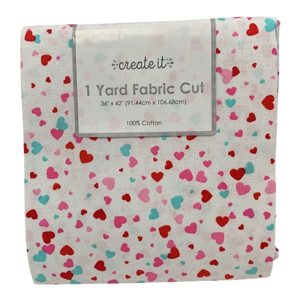1 YD New Create It 36" X 42" Valentine Confetti Hearts Quilting Cotton Fabric